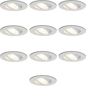 Hofronic Set van 10 LED Inbouwspots Wit – Voor binnen – Dimbaar – 5 Watt 400Lumen – 2700K extra warmwit licht – Kantelbaar