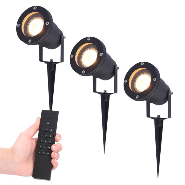 Hoftronic set van 3 led prikspot zwart sydney alum