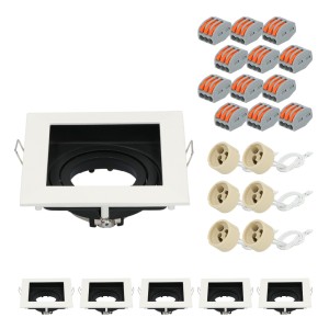 HOFTRONIC Set van 6 Altos LED inbouwspots – Kantelbaar armatuur – GU10 fitting – Vierkante inbouwspot voor binnen – Wit