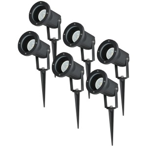 HOFTRONIC Set van 6 aluminium prikspots dimbaar 5 Watt GU10 4000K IP44