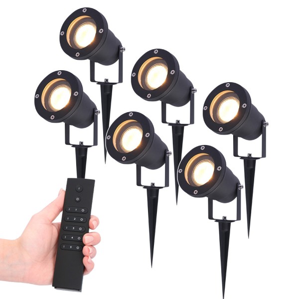 Hoftronic set van 6 led prikspot zwart sydney alum