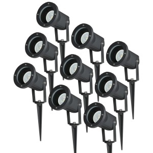 HOFTRONIC Set van 9 aluminium prikspots dimbaar 5 Watt GU10 6000K IP44