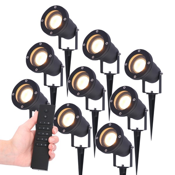 Hoftronic set van 9 led prikspot zwart sydney alum