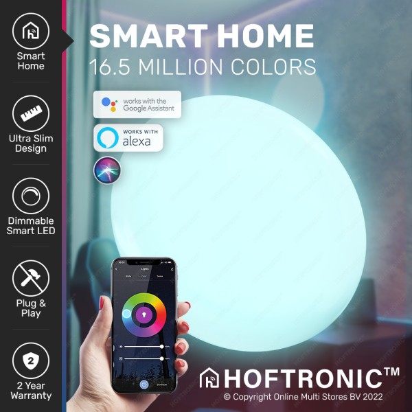 Hoftronic smart led plafondlamp rgbww wifi en blue 30