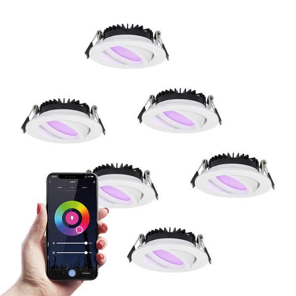 Hoftronic smart set van 6 smart led inbouwspots ro 9