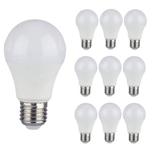 V-TAC Voordeelpak 10 stuks E27 LED Lamp 9 Watt A58 Samsung 3000K Vervangt 60 Watt