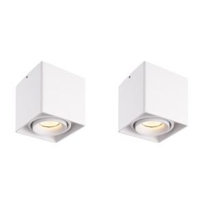 HOFTRONIC 2x Dimbare LED opbouw plafondspot Esto Wit incl. GU10 spot 5W 2700K IP20 kantelbaar