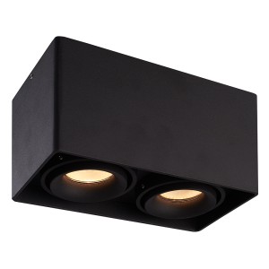 Hofronic Dimbare LED opbouw plafondspot Esto Zwart 2 lichts kantelbaar incl. 2x GU10 spot 5W 2700K