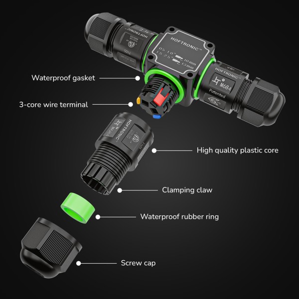 Hoftronic kabelverbinder ip68 waterdicht voor 3 ka 4