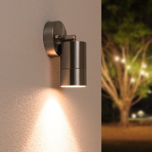 HOFTRONIC Lago kantelbare wandlamp – Dimbaar – IP44 – Exclusief GU10 – Spotlight voor binnen en buiten – Geschikt als wandspot en plafondspot – RVS