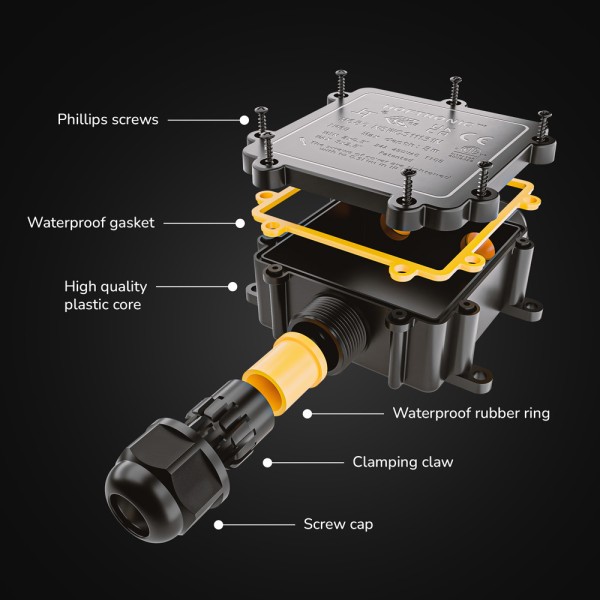 Hoftronic lasdoos ip68 waterdicht voor 3 kabels y 3