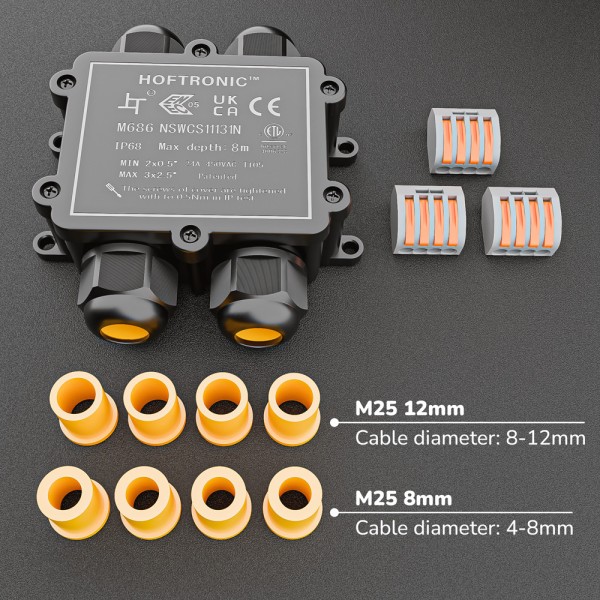 Hoftronic lasdoos ip68 waterdicht voor 4 kabels 4 12