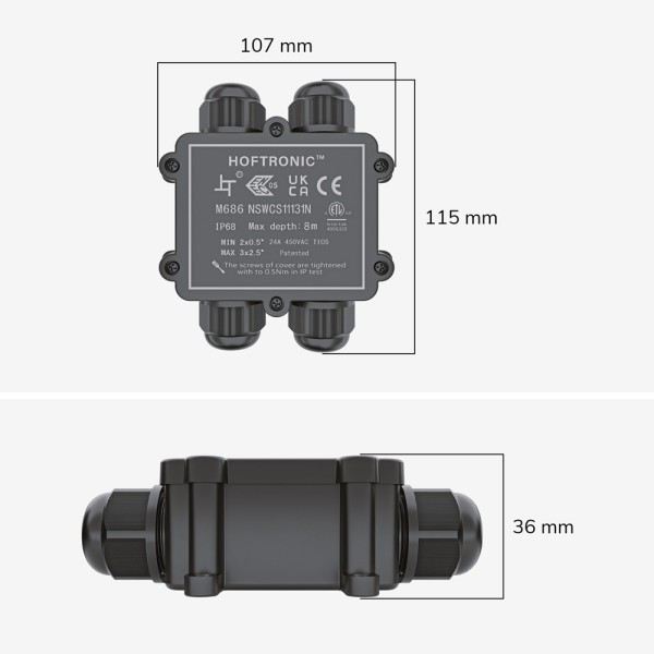 Hoftronic lasdoos ip68 waterdicht voor 4 kabels 4 14