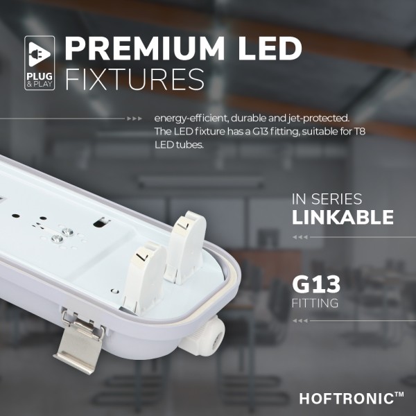 Hoftronic led t8 tl armatuur ip65 150 cm 3000k inc 21