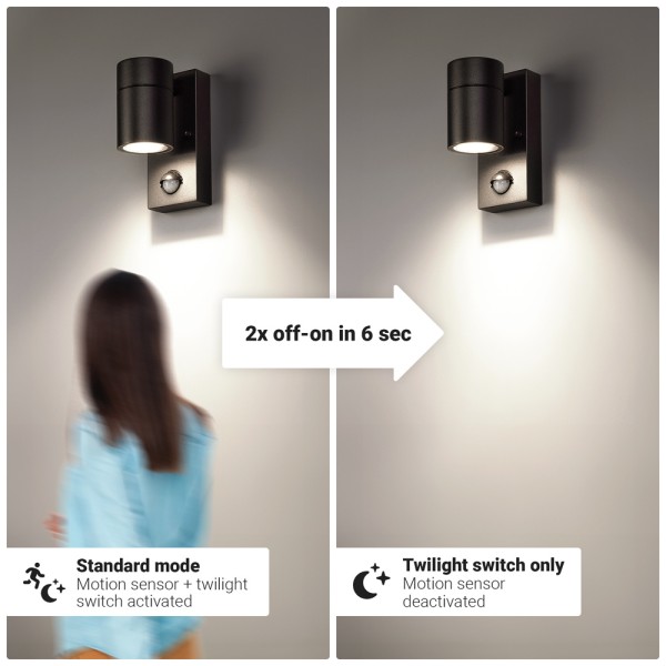 Hoftronic mason wandlamp zwart bewegingsmelder en 4