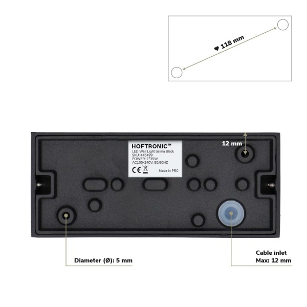 Hoftronic set van 2 dimbare led wandlamp selma zwa 8