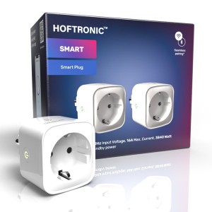 HOFTRONIC SMART 2x Slimme stekker – WiFi & Bluetooth – met tijdschakelaar – Compatibel met Amazon Alexa & Google Home – Wit – 16a smart plug