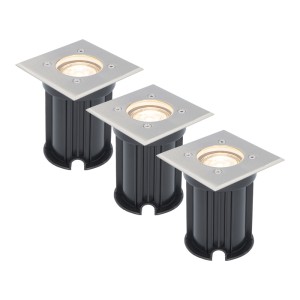 V-TAC 3x Dimbare LED grondspot – Vierkant – RVS – 2700K warm wit – 5 Watt – IP65 straal waterdicht – 2 jaar garantie