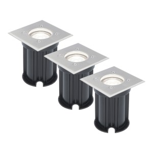 V-TAC 3x Dimbare LED grondspot – Vierkant – RVS – 6000K daglicht wit – 5 Watt – IP65 straal waterdicht – 3 jaar garantie