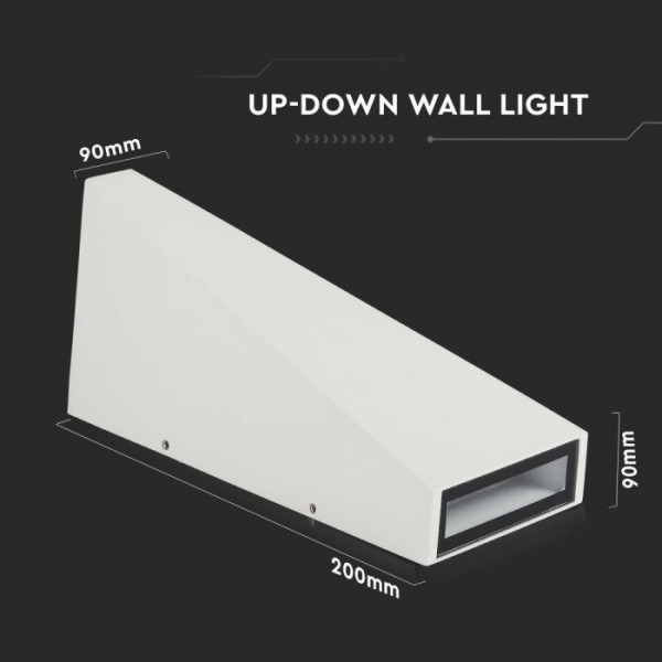 V tac led wandlamp 6 watt 3000k up down light ip65 6