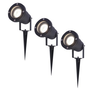 V-TAC Set van 3 LED Prikspots – 4000K Neutraal wit – Kantelbaar – IP44 Vochtbestendig – Aluminium – Tuinspot – Geschikt voor in de tuin – Zwart – 3 jaar garantie