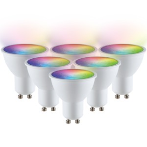 V-TAC Set van 6 GU10 SMART LED RGBWW Wifi 4,5 Watt 345lm 110 Dimbaar