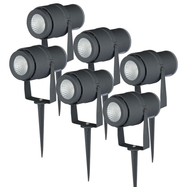 V tac set van 6 led aluminium prikspots 12 watt 72