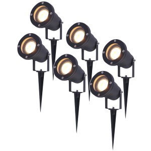 V-TAC Set van 6 LED Prikspots – 2700K Warm wit – Kantelbaar – IP44 Vochtbestendig – Aluminium – Tuinspot – Geschikt voor in de tuin – Zwart – 3 jaar garantie