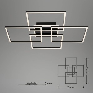 Briloner Frame S LED plafondlamp, 72,4×72,4 cm, zwart