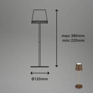 Briloner Kiki LED tafellamp met oplaadbare batterij 3.000K, bruin/goud