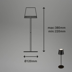 Briloner Kiki LED tafellamp met oplaadbare batterij 3.000K, zwart