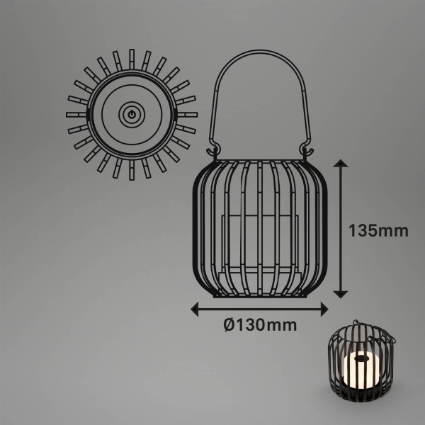 Briloner led accu-tafellamp 7279 ip44 metalen mand zwart