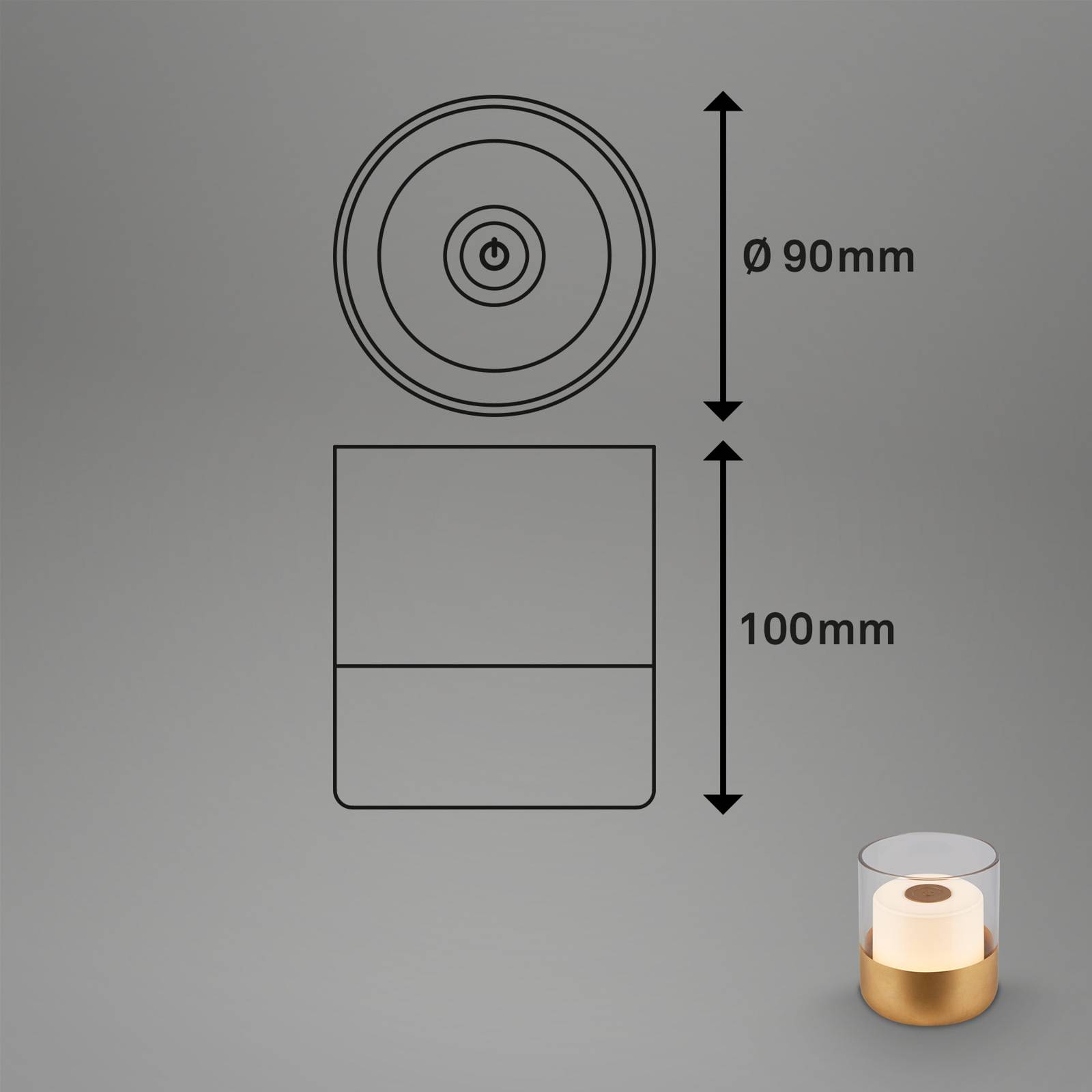 Briloner led accu-tafellamp 7483 ip44 dimmer, goud