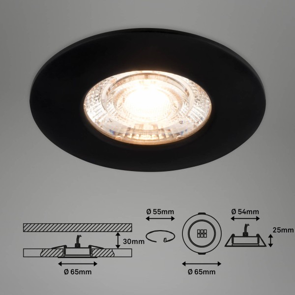 Briloner led plafondinbouwspot kulana mini ip44 per 3 zwart 2