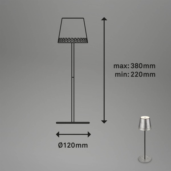 Briloner led tafellamp kiki met oplaadbare batterij 3. 000k antiek zilver