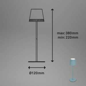 Briloner LED tafellamp Kiki met oplaadbare batterij 3.000K, duifblauw