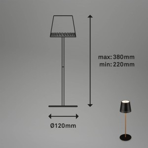 Briloner LED tafellamp Kiki met oplaadbare batterij 3.000K zwart/goud