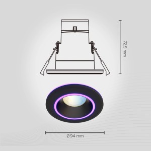 Calex Smart Halo downlight CCT RGB zwart