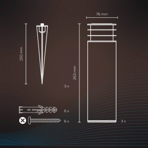 Calex Smart tuinpaal voor buiten, RGBW, set van 3