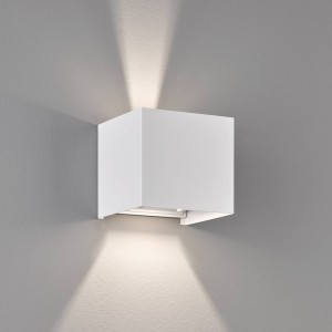 FISCHER & HONSEL LED buitenwandlamp Wall, kubusvormig, wit