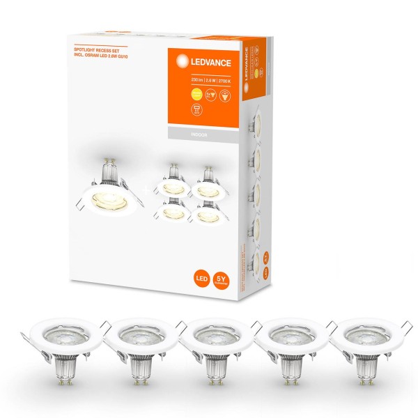 Ledvance led inbouwspot gu10 recessed 5 per set