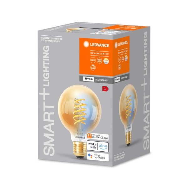 Ledvance smart+ wifi e27 8w led g80 goud 822-850