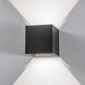 Lindby LED buitenwandlamp Nivar, hoekig, zwart, metaal