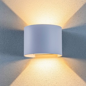 Lindby LED buitenwandlamp Nivar, rond, wit, metaal