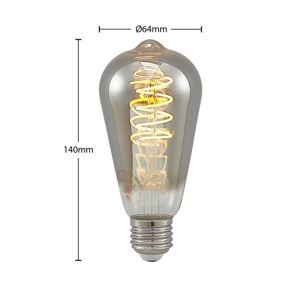 Lucande led e27 st64 4w dimbaar titaan per 5