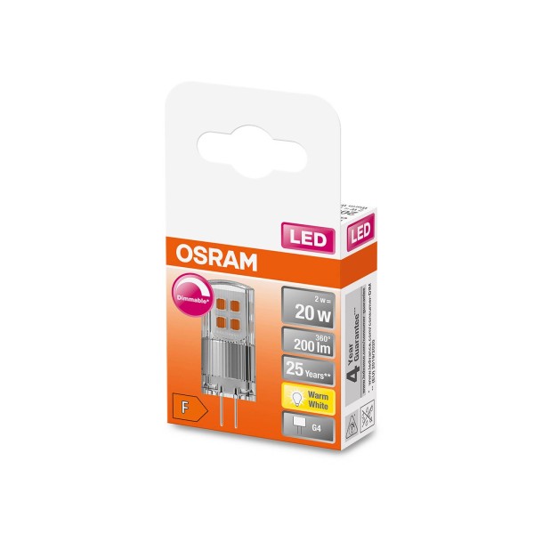 Osram pin 12v led stiftlamp g4 2w 200lm dimbaar