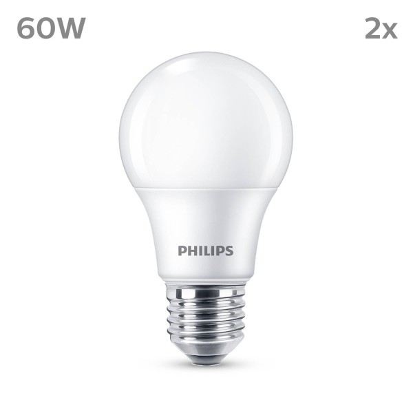 Philips led lamp e27 8w 806lm 2. 700k mat per 2