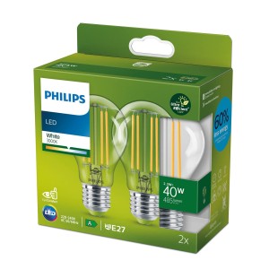 Philips LED lamp E27 A60 2,3W 485lm 3.000K per 2