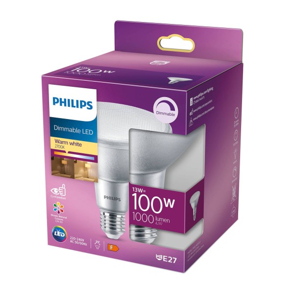 Philips led reflector e27 par38 13w 827 dimbaar 2