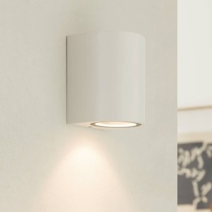 Prios buitenwandlamp Tetje, wit, rond, 10 cm